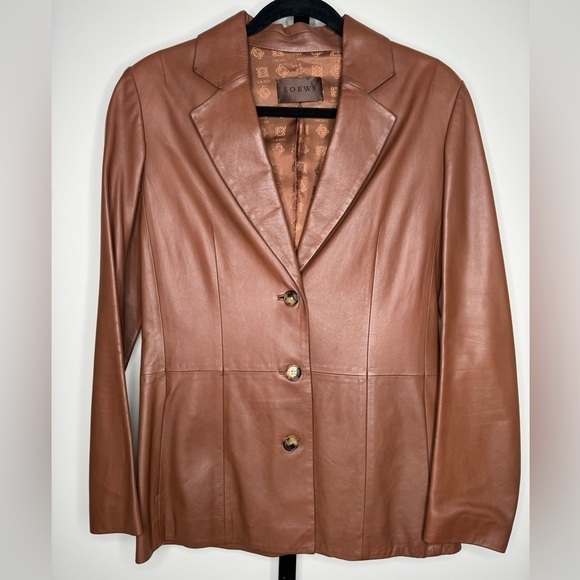 Loewe Vintage Cognac Brown Leather Blazer – Size 38 (US 6) - Picture 4 of 9